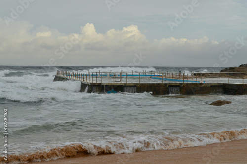 Waves breaking at the beach