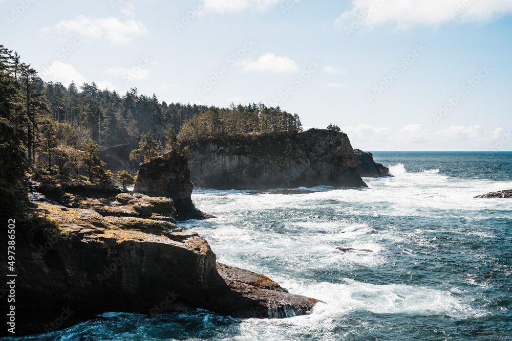 High cliffs off Cape Flattery on the Washington coast High cliffs off Cape Flattery on the Washington coast