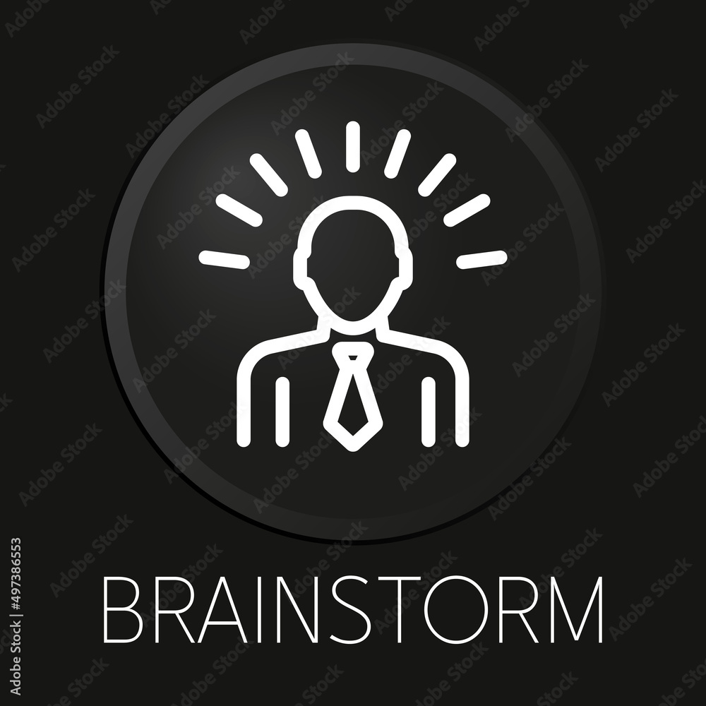 Brainstorm minimal vector line icon on 3D button isolated on black background. Premium Vector. Brainstorm minimal vector line icon on 3D button isolated on black background. Premium Vector.