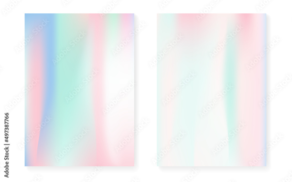 Pearlescent background with holographic gradient. Hologram cover set. Pearlescent background with holographic gradient. Hologram cover set.