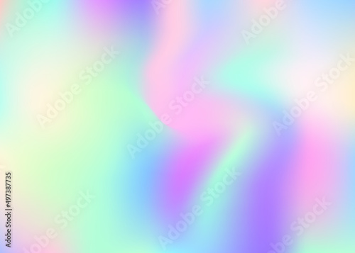 Holographic Texture. Pearlescent Background. Blue Soft Gradient. Iridescent Gradient. Rainbow Paper. Neon Shapes. Cosmos Fluid. Metal Creative Illustration. Purple Holographic Texture photo