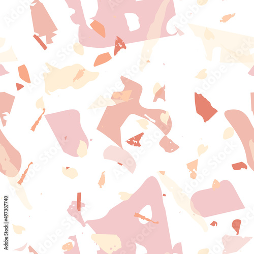 Terrazzo seamless pattern. Orange realistic