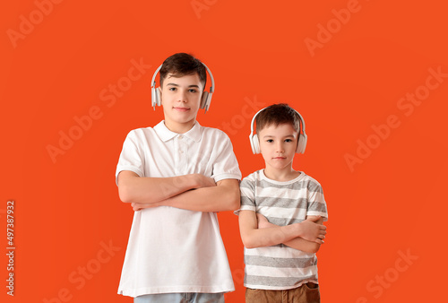 Portrait of cute brothers w...