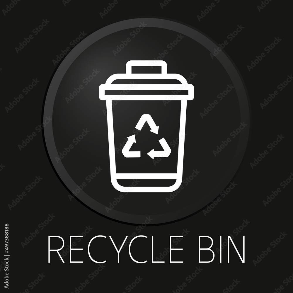 Recycle bin minimal vector line icon on 3D button isolated on black background. Premium Vector. Recycle bin minimal vector line icon on 3D button isolated on black background. Premium Vector.