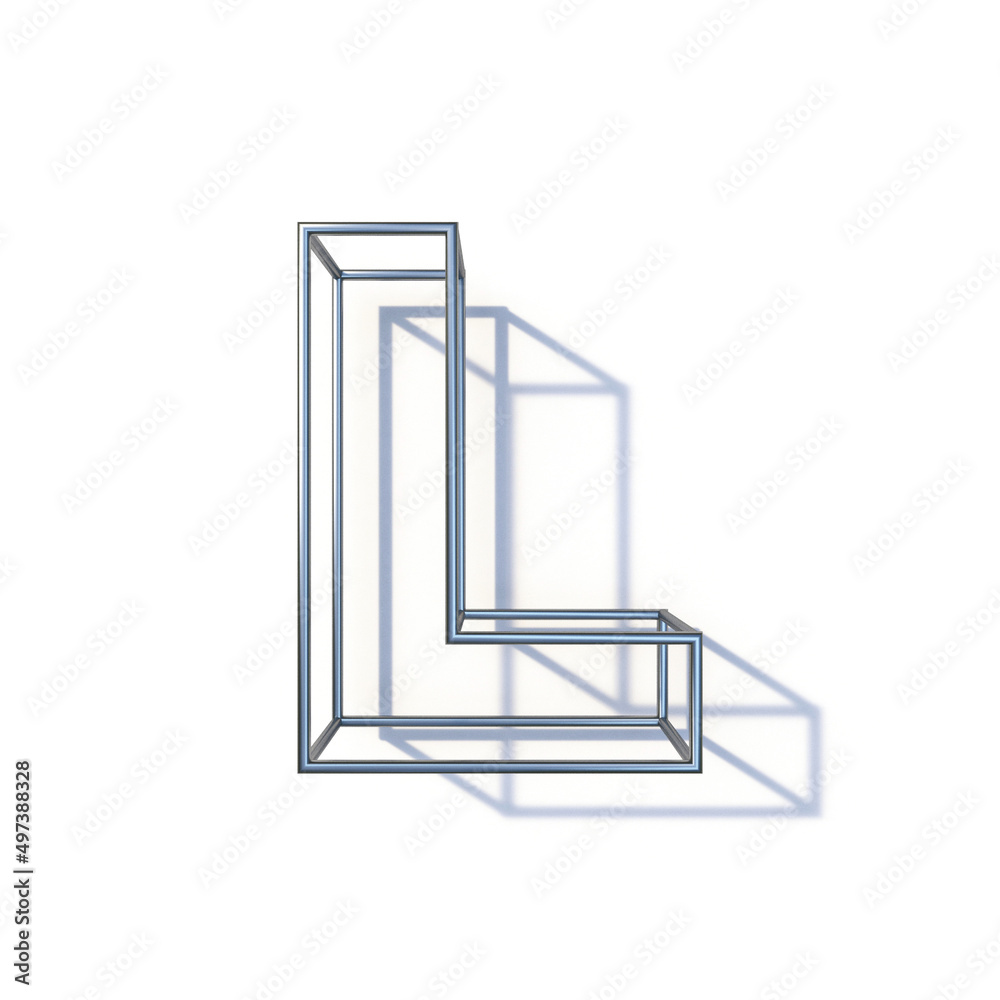 Steel wire frame font Letter L 3D Steel wire frame font Letter L 3D