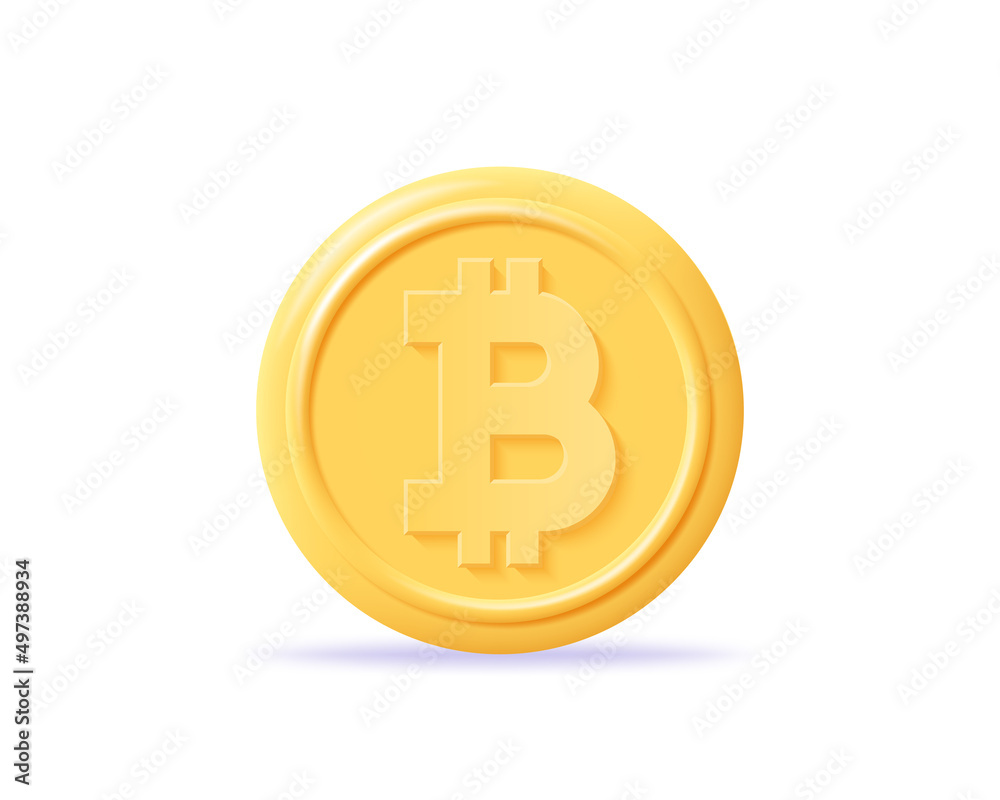 3D bitcoin icon. Render golden cryptocurrency, crypto coin or virtual money. Concept international stock exchange and Network bitcoin marketing. 3d realistic vector illustration 3D bitcoin icon. Render golden cryptocurrency, crypto coin or virtual money. Concept international stock exchange and Network bitcoin marketing. 3d realistic vector illustration