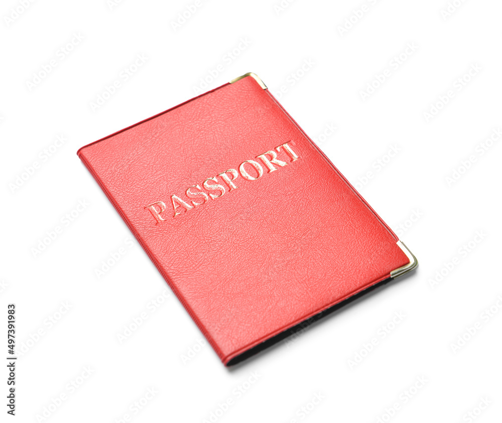 Red passport on white background Red passport on white background