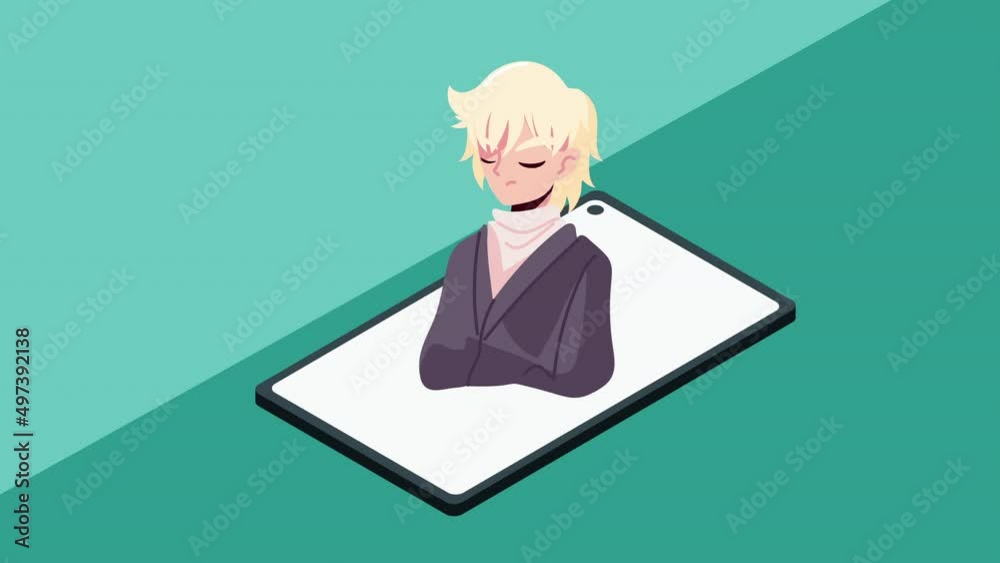 blond man in smartphone anime character blond man in smartphone anime character