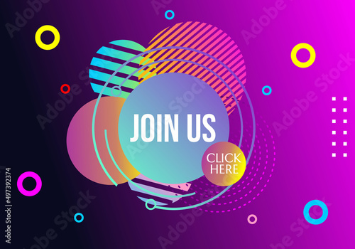 geometric abstract background with join us text. purple gradient background
