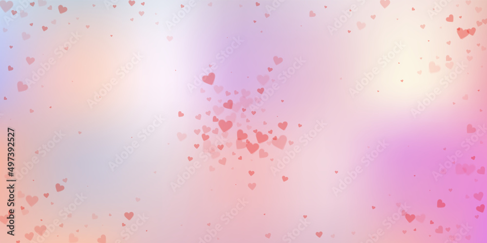 Red heart love confettis. Valentine's day explosio