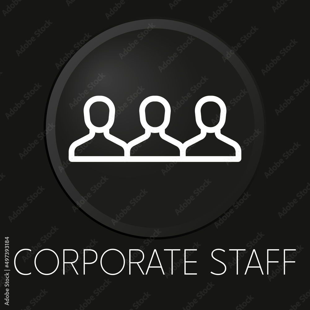 Corporate staff minimal vector line icon on 3D button isolated on black background. Premium Vector. Corporate staff minimal vector line icon on 3D button isolated on black background. Premium Vector.