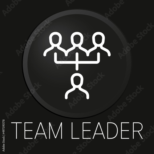Team leader minimal vector line icon on 3D button isolated on black background. Premium Vector.