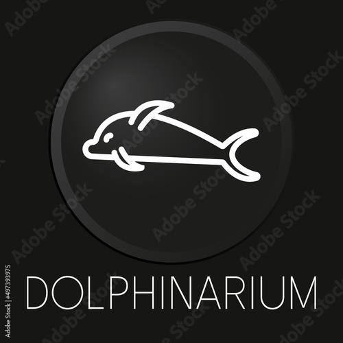 Dolphinarium minimal vector line icon on 3D button isolated on black background. Premium Vector.