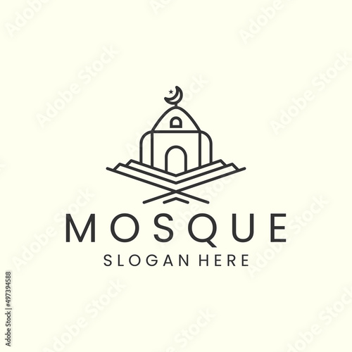 mosque with linear style logo icon template design. ramadan ,islam, vector illustration