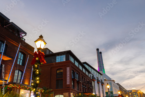 Christmas Decorations at The Historic Waterfront, Savannah, Georgia, USA photo