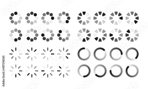 Circular Loading Buffering Icon Vector Set Video Ready for Animation All Keyframes Frames Bufring Circle Waiting for Connection Buffer Preloader Download Symbol