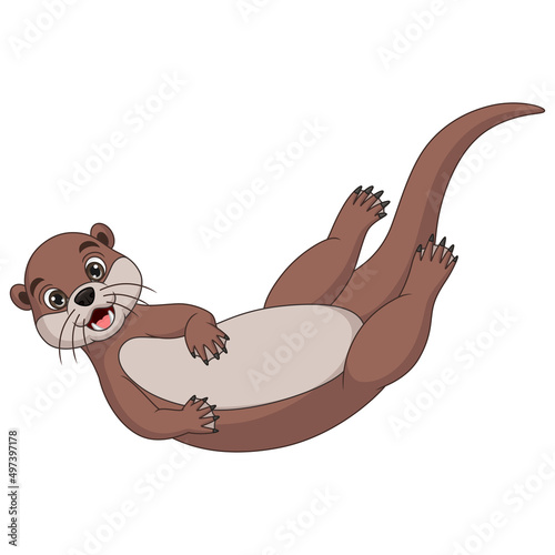 Cute little otter cartoon posing