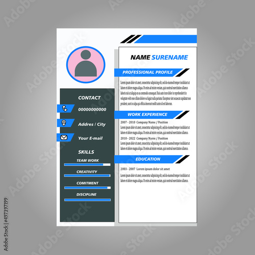 Illustration vector of  CV. Corporate designer resume and CV