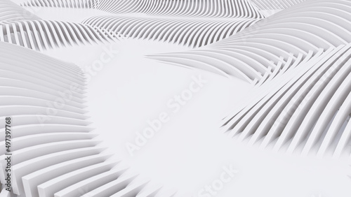 Abstract Curved Shapes. White Circular Background.