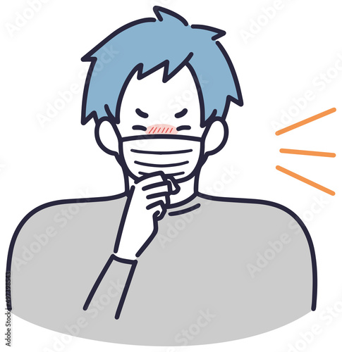 咳こむ男性　シンプルイラスト