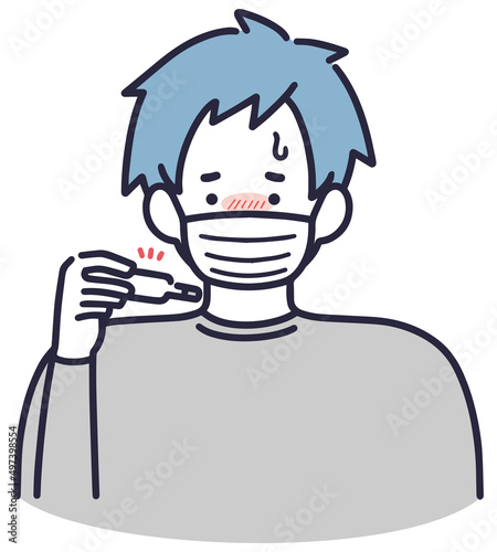 頭が痛い男性　頭痛　シンプルイラスト