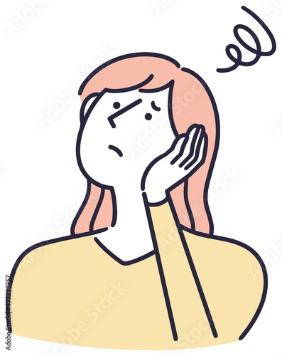 困り顔の女性　シンプルイラスト