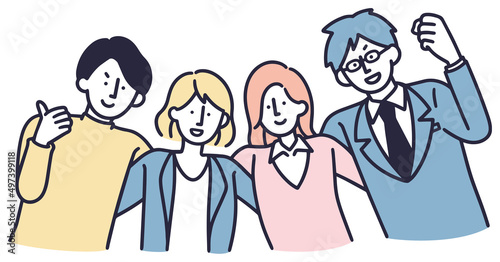 ビジネスチーム 会社員男女　シンプルイラスト　