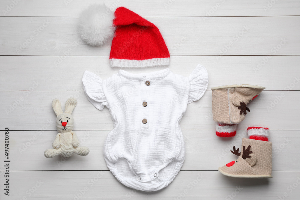 custom made wallpaper toronto digitalFlat lay composition with child's clothes on white wooden table