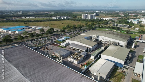 Kuching, Sarawak Malaysia - April 7th 2022: The Samajaya Light Industrial Zone where all the major electronics, solar and semiconductor plants are located