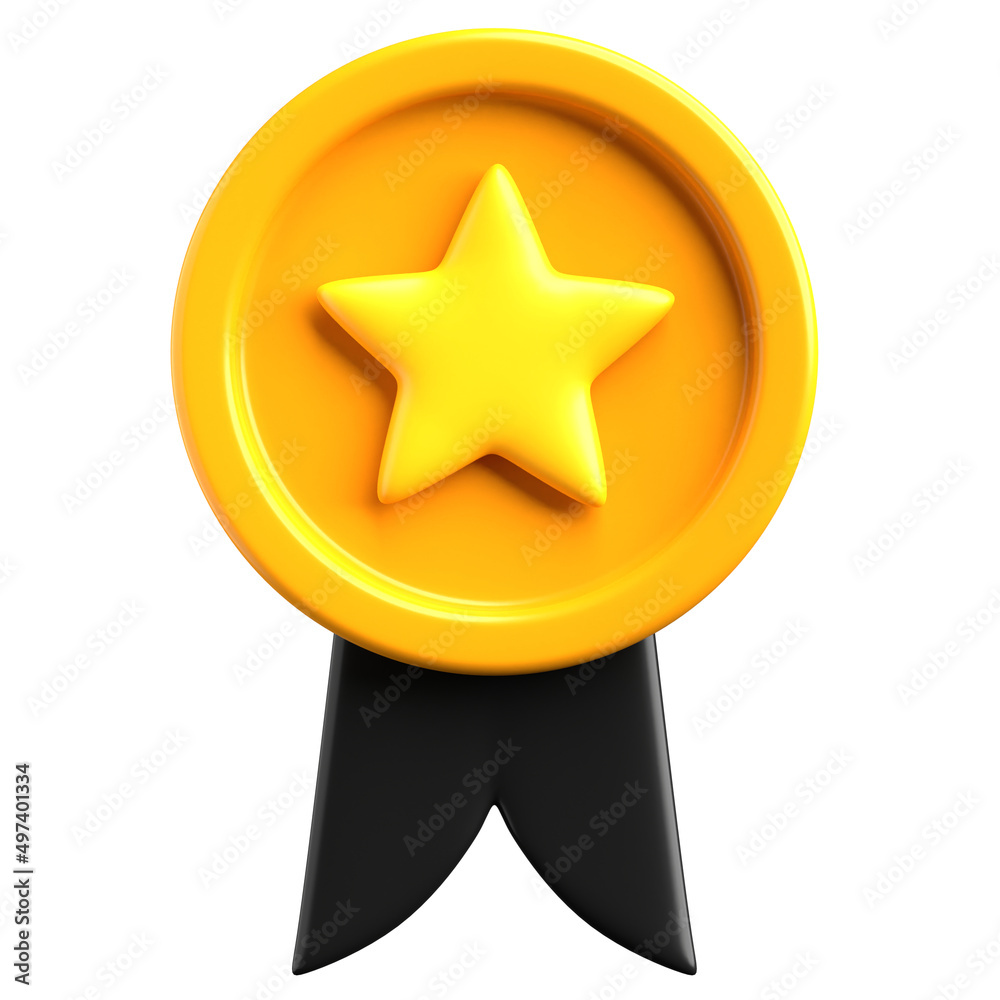 gold star medal 3d render illustration gold star medal 3d render illustration