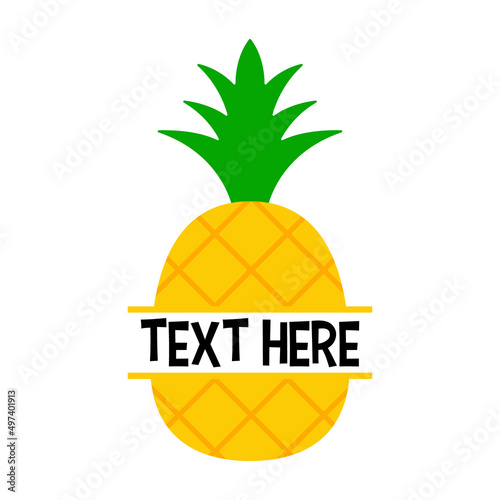 Vector Pineapple Name Frame on White Background