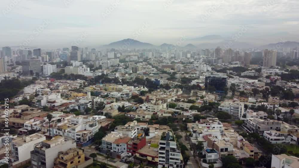Aerial view of the San Isidro district in Lima, Peru Aerial view of the San Isidro district in Lima, Peru