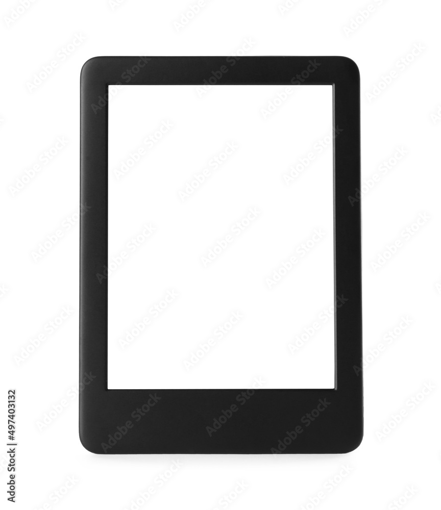 Modern e-book reader with blank screen isolated on white Modern e-book reader with blank screen isolated on white