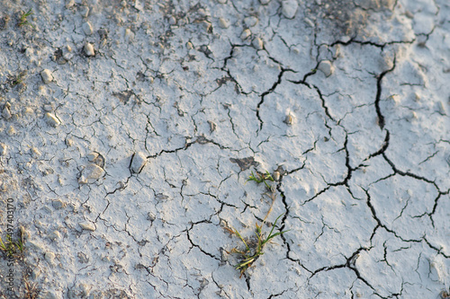 Parched cracked earth closeup