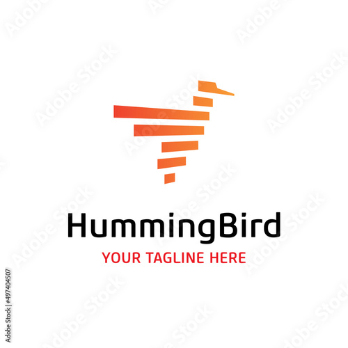 Humming Bird Fly Wing Lines Data Technology Fast Vector Abstract Illustration Logo Icon Design Template Element