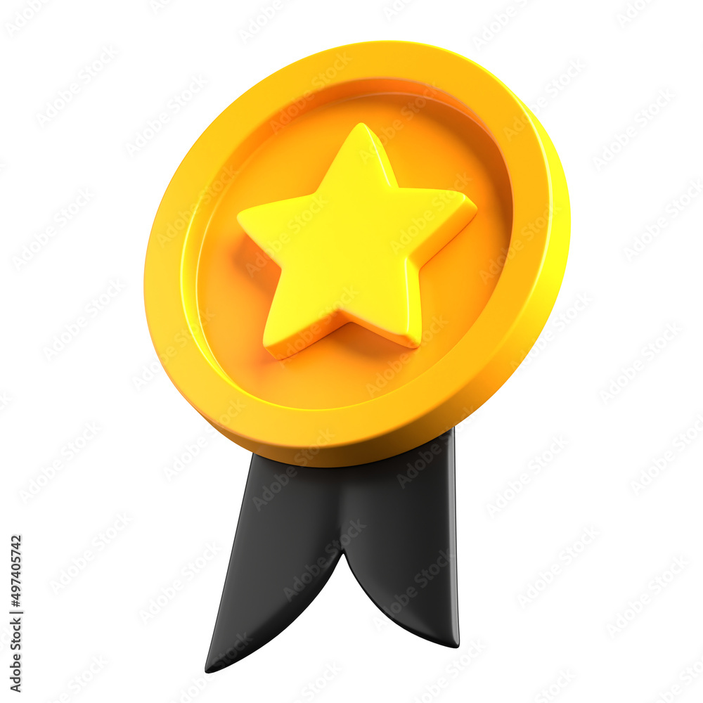 gold star medal 3d render illustration gold star medal 3d render illustration
