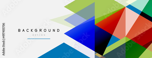 Color triangles composition, geometric abstract background. Techno or business concept, pattern for wallpaper, banner, background, landing page