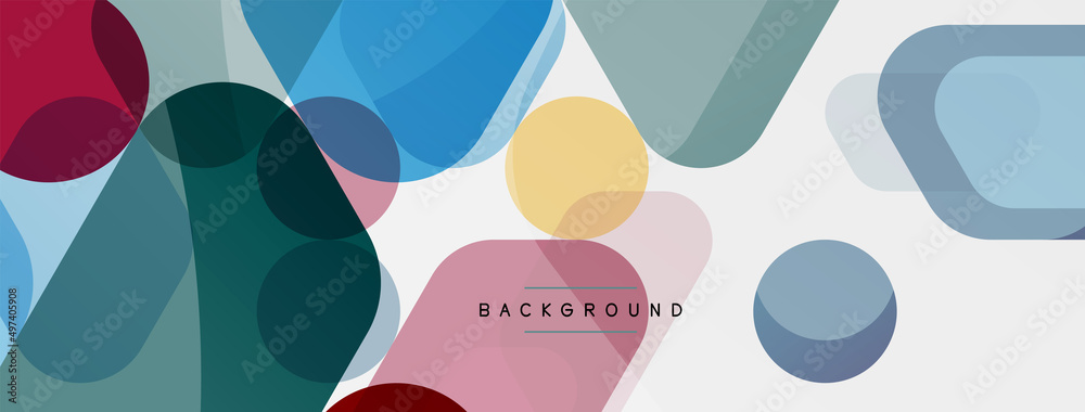 Color bubbles and rounded geometric shapes on white. Vector geometric minimal abstract background for wallpaper, banner, background, landing page Color bubbles and rounded geometric shapes on white. Vector geometric minimal abstract background for wallpaper, banner, background, landing page