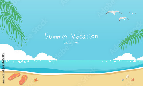 Photo Vector illustration of summer sea and sky banner background with copy space
