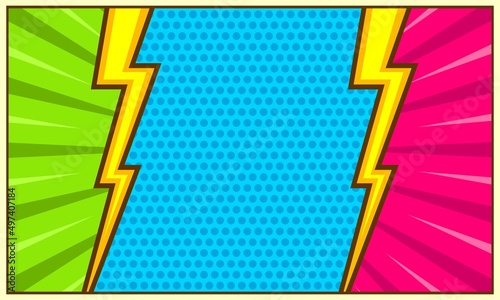 Colorful comic cartoon with thunder