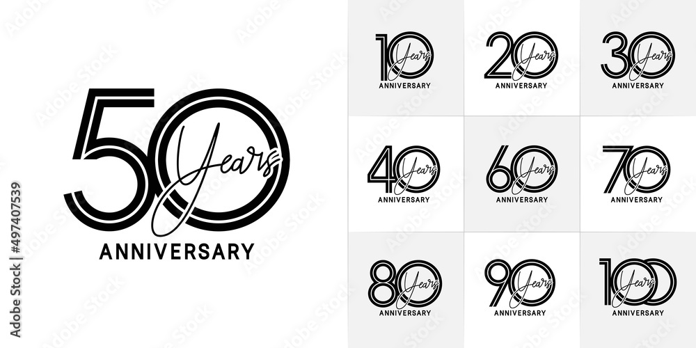 set of anniversary premium collection black color can be use for celebration event - obrazy, fototapety, plakaty 