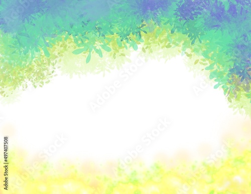 abstract nature frame for graphic copy space. colorful green and blue leaf for environment theme products placement.