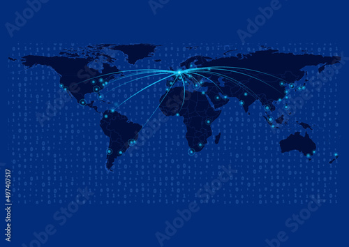 Netherlands map for technology or innovation or export concepts.  Connections of the country to major cities around the world. File is suitable for digital editing and prints of all sizes.