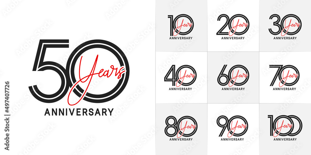 set of anniversary premium collection black and red color can be use for celebration event
