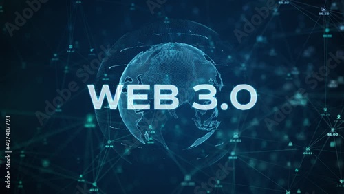 WEB 3.0 background concept, Technology digital of decentralized social network connection, 3d rendering abstract background. photo