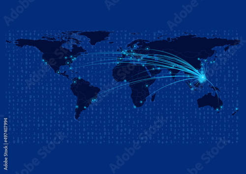 Philippines map for technology or innovation or export concepts.  Connections of the country to major cities around the world. File is suitable for digital editing and prints of all sizes.
