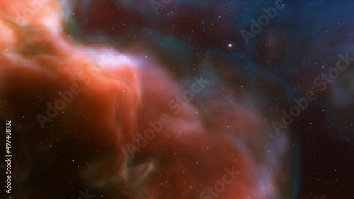 Space background with realistic nebula and shining stars. Colorful cosmos with stardust and milky way. Magic color galaxy. Infinite universe and starry night. 3d render   © ANDREI