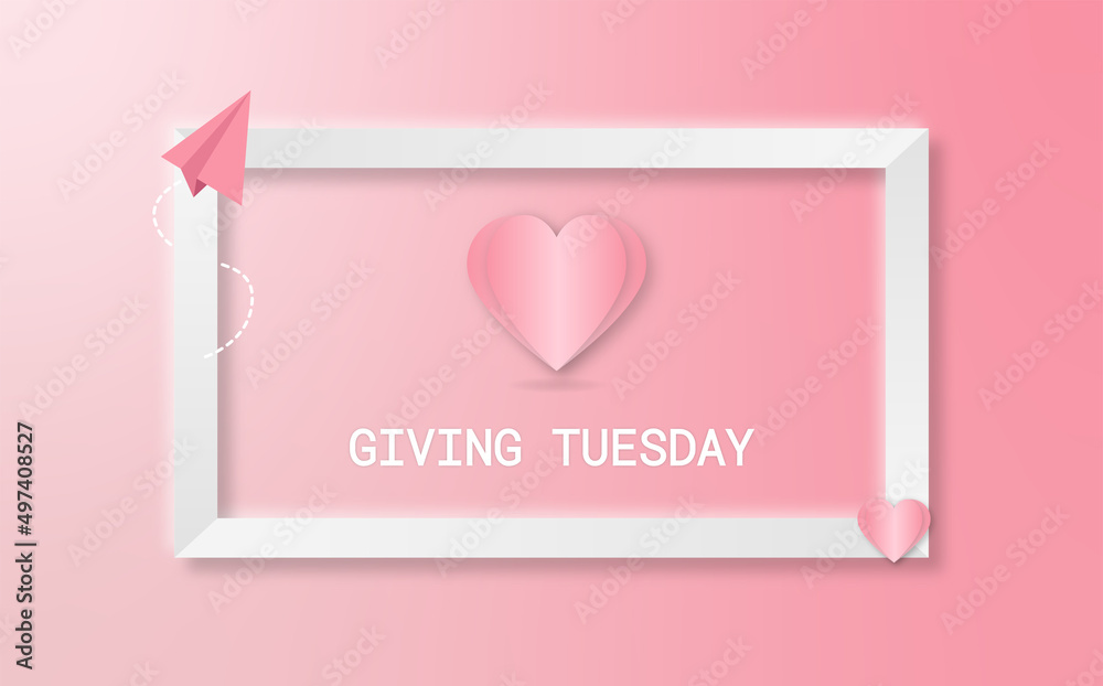 Giving tuesday text message and red hearts in white frame free vector Giving tuesday text message and red hearts in white frame free vector