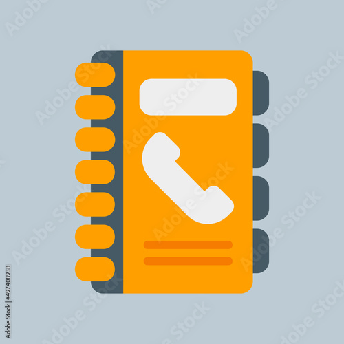 Contact book icon in flat style, use for website mobile app presentation