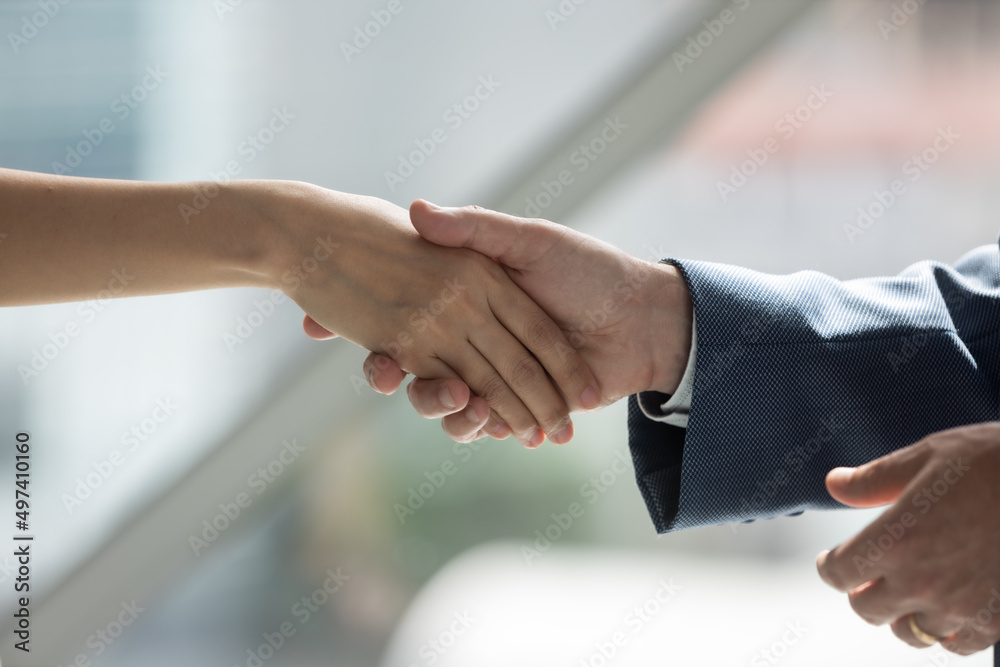 Obraz premium business people shaking hands on the background of the office
